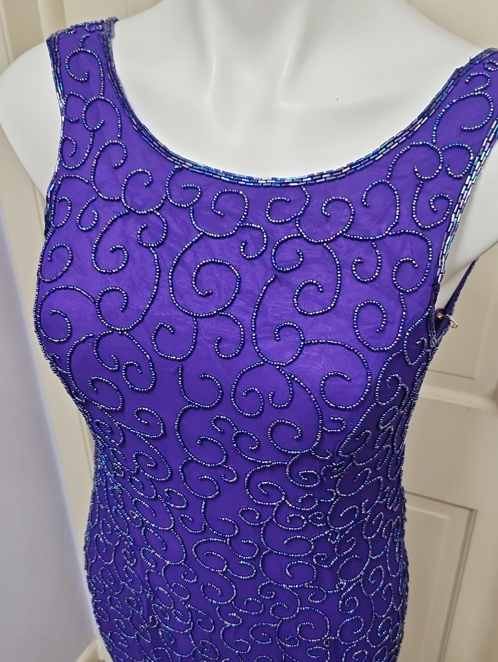 VTG 90s Purple Beaded Gown Dress